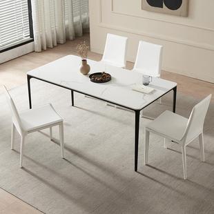 7T饭德利岩板餐桌细白桌001小户型家用长丰方形桌子线意式极简轻