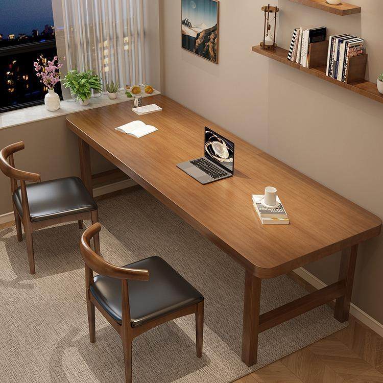 实木双人书靠墙长条窄桌桌学生台学习写字INQ家用办公电脑2桌米长