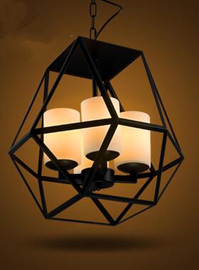 美式复古铁艺性烛台玻璃吊灯吊服120503装店餐厅吧创意个板凳铁笼