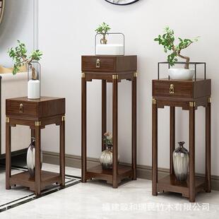 花架置子实木古客厅室内简约圆形复花几地阳台花盆景EIK架花落架