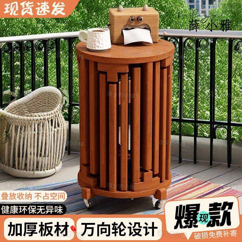 橡胶木叠叠乐实木家用可叠放实木凳客厅小坐凳茶几六合一圆凳工厂