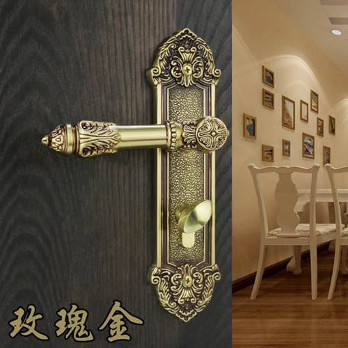 玫瑰金实心全铜房门锁机械执手门锁欧式泰好铜品SM5485ACU/RG