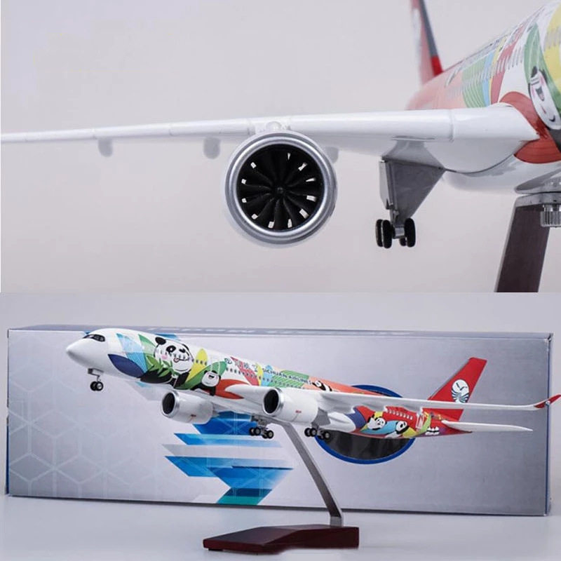 47cm川航熊猫1:144空客A350四川航空带灯带轮客机模型摆件收藏品