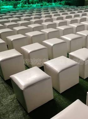 白色会展活动面包凳土司凳户外婚礼皮沙发凳40cm小方墩凳子四方形