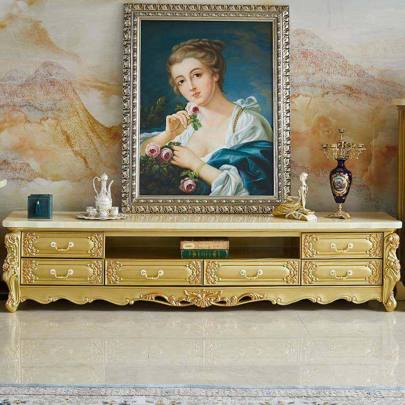 欧式大理石电视柜高级墙柜客厅奢华整装抽屉式实木雕花香槟金地柜,智能设备,其他智能设备,淘宝优惠券,粉丝福利购,淘宝优惠卷