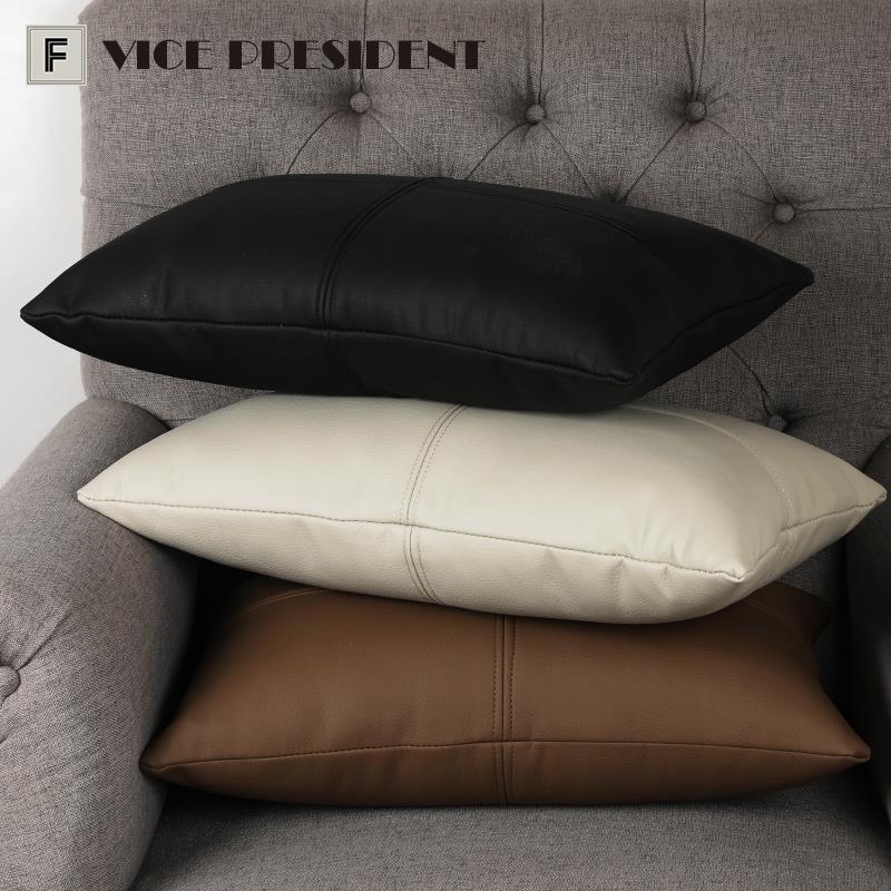 北沙欧生态F9001软牛皮轻奢皮抱枕客厅发彷真办皮靠垫室腰靠汽车