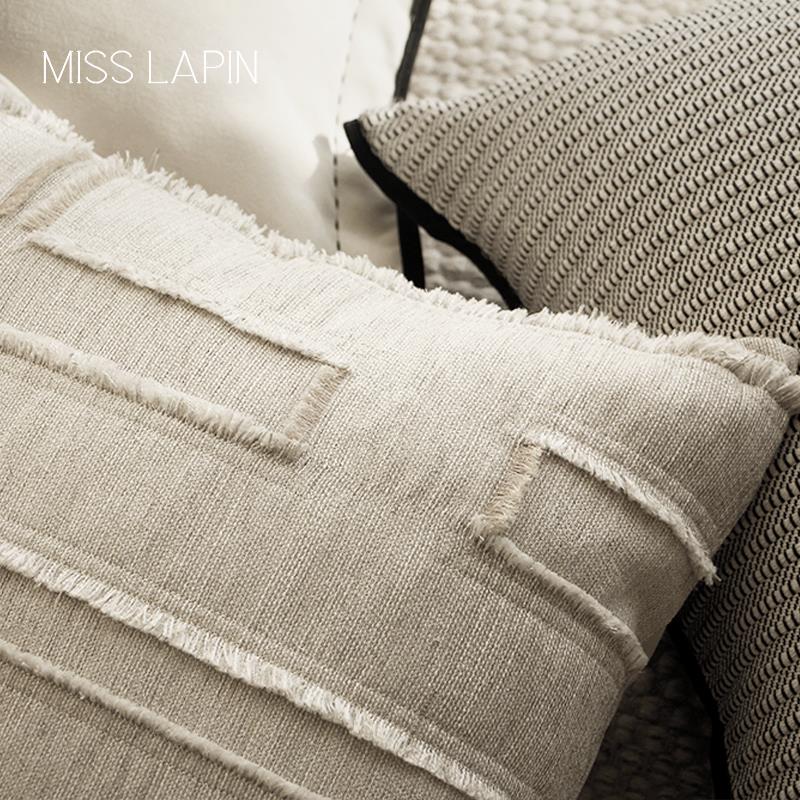 澜S YZ230883靠时尚立体流苏侘寂抱枕 MISLAPIN 品客厅黑白垫靠枕