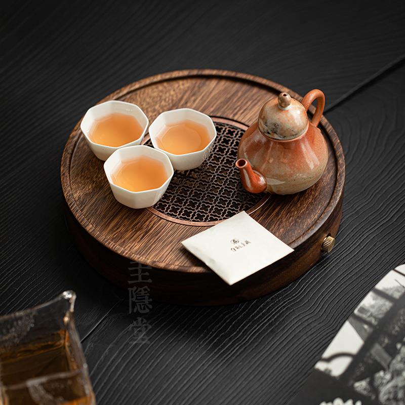 圭隐堂胡桃木茶木盘壶承家98987用覆古蓄排水台水实干泡台小茶茶