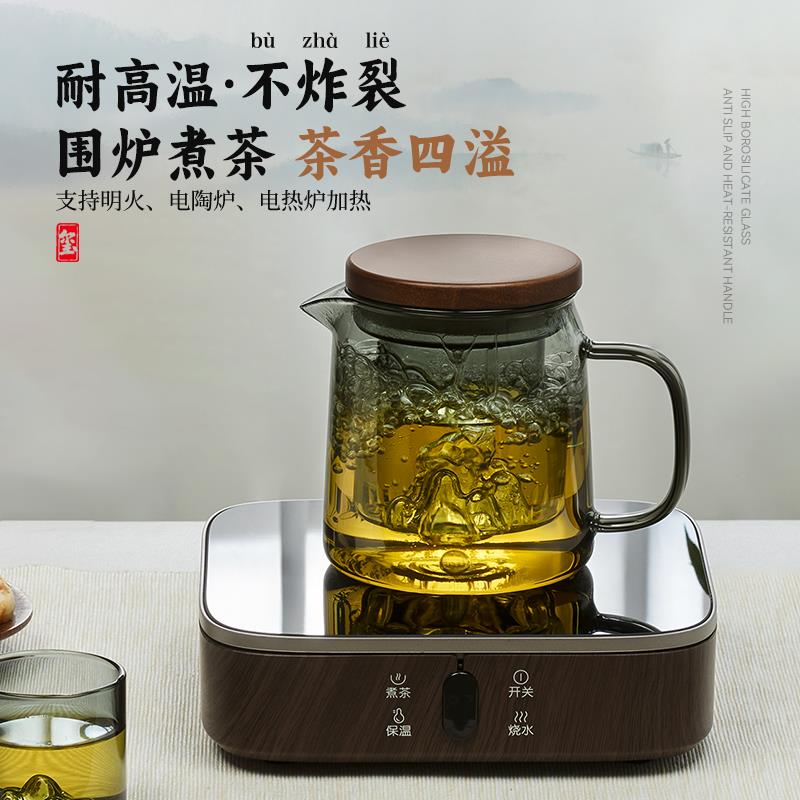 捷安玻玺茶壶泡泡茶家用耐高温高硼TBP1582-硅璃单壶茶水分茶离具