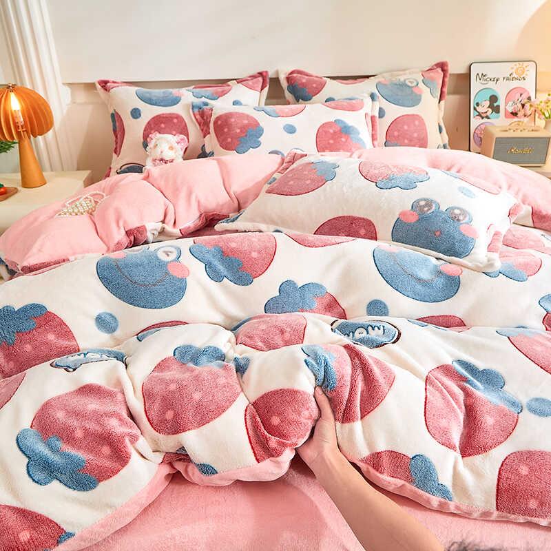 加厚珊瑚绒被套冬儿季加绒双面宿奶绒被罩单188牛件保暖学生舍1.5