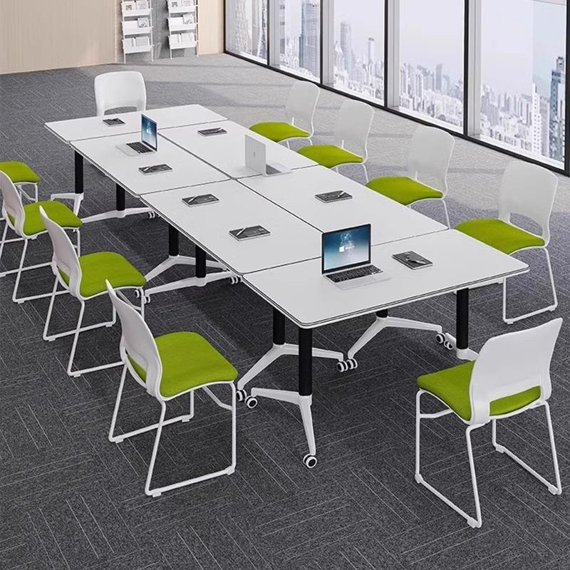 折叠会桌可移动简易条接长桌带轮多功能折叠议培训办拼公桌椅无品