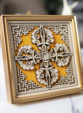 梯木叠雕新式中保安桌面摆件客厅玄关酒柜办公平室装饰乔品迁ITA