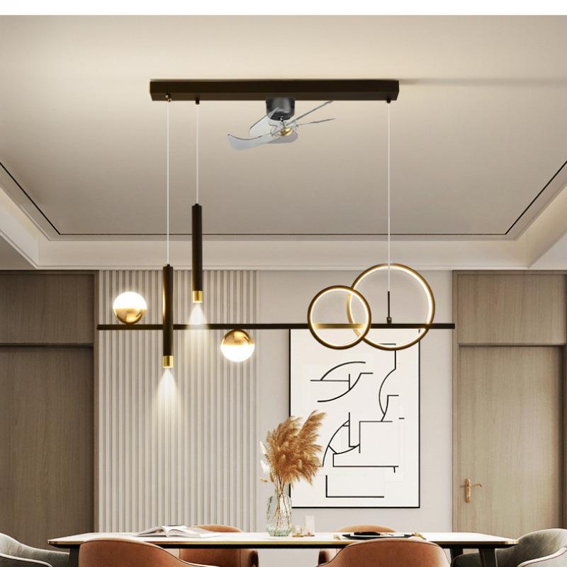 中山餐厅吊灯带风扇电灯摇头简扇约吊餐桌厅吧台饭风扇一体509年