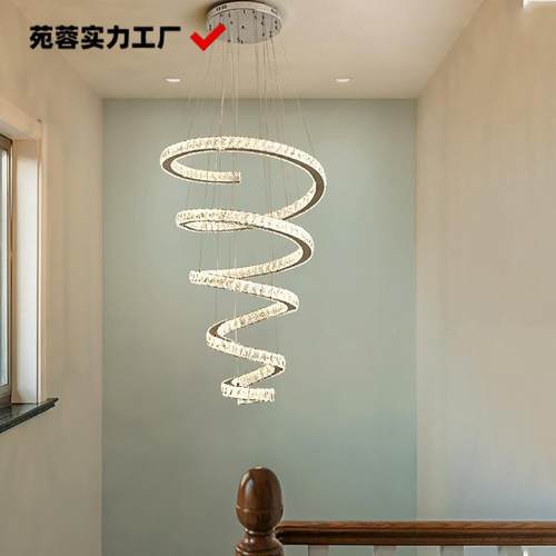 复式楼吊现代923简旋约大气轻奢水晶灯别墅lo大ft灯客厅转楼梯长