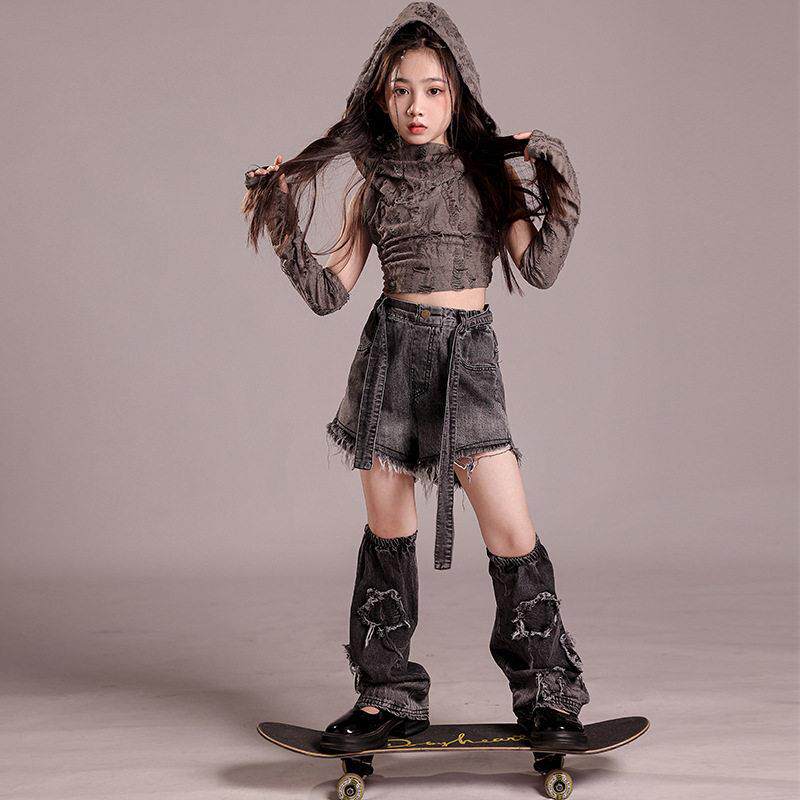 女童1870爵士舞装新服款时尚街舞废土风舞台秀潮服儿童jaz练z功服