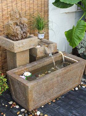 磨景景观喷鱼9065906泉摆造件循环石来运转阳台石池