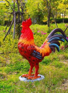 户钢外玻仿真大1011公鸡摆件璃母鸡动物塑装雕饰店门口吸引人花园