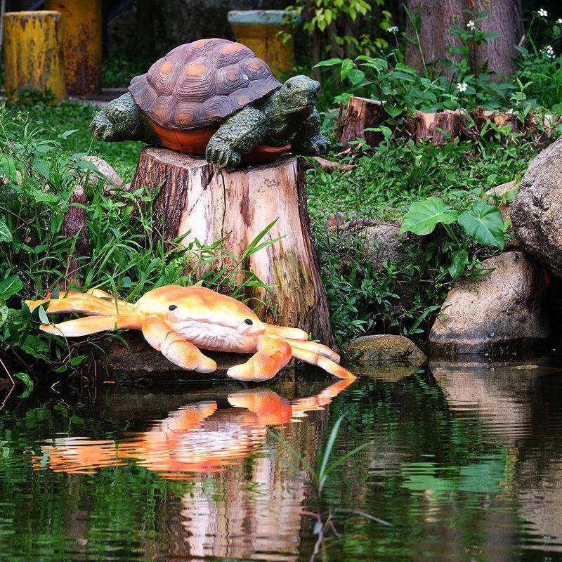 仿真螃螃蟹灯蟹装饰庭院户外摆池件动物乌龟水池景真仿鸭子鱼造发
