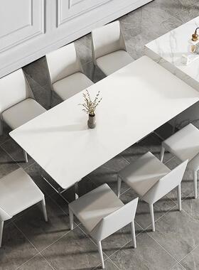 力亚克岩板纯白餐桌简约现代家饭桌轻奢极简德丰纯利黑网用红WVF