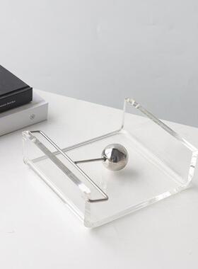 现代克力不锈钢酒店客厅餐厅桌面餐饰巾架压纸巾亚盒装BJ0184摆收