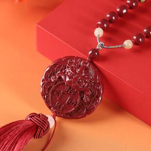 寓福祥车原36矿高含量朱砂挂紫金砂挂挂入件瑞兽出平安流苏编织饰