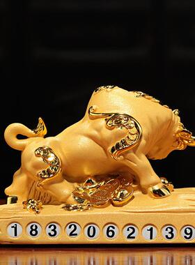 S8H创艺意牛摆kTdeFCRW汽车用品纳福金牛牛气冲天装件品饰树脂工