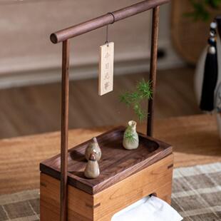 巾558掬涵实双侧纸盒木客厅抽纸盒家居茶室装饰中摆件新式餐巾纸