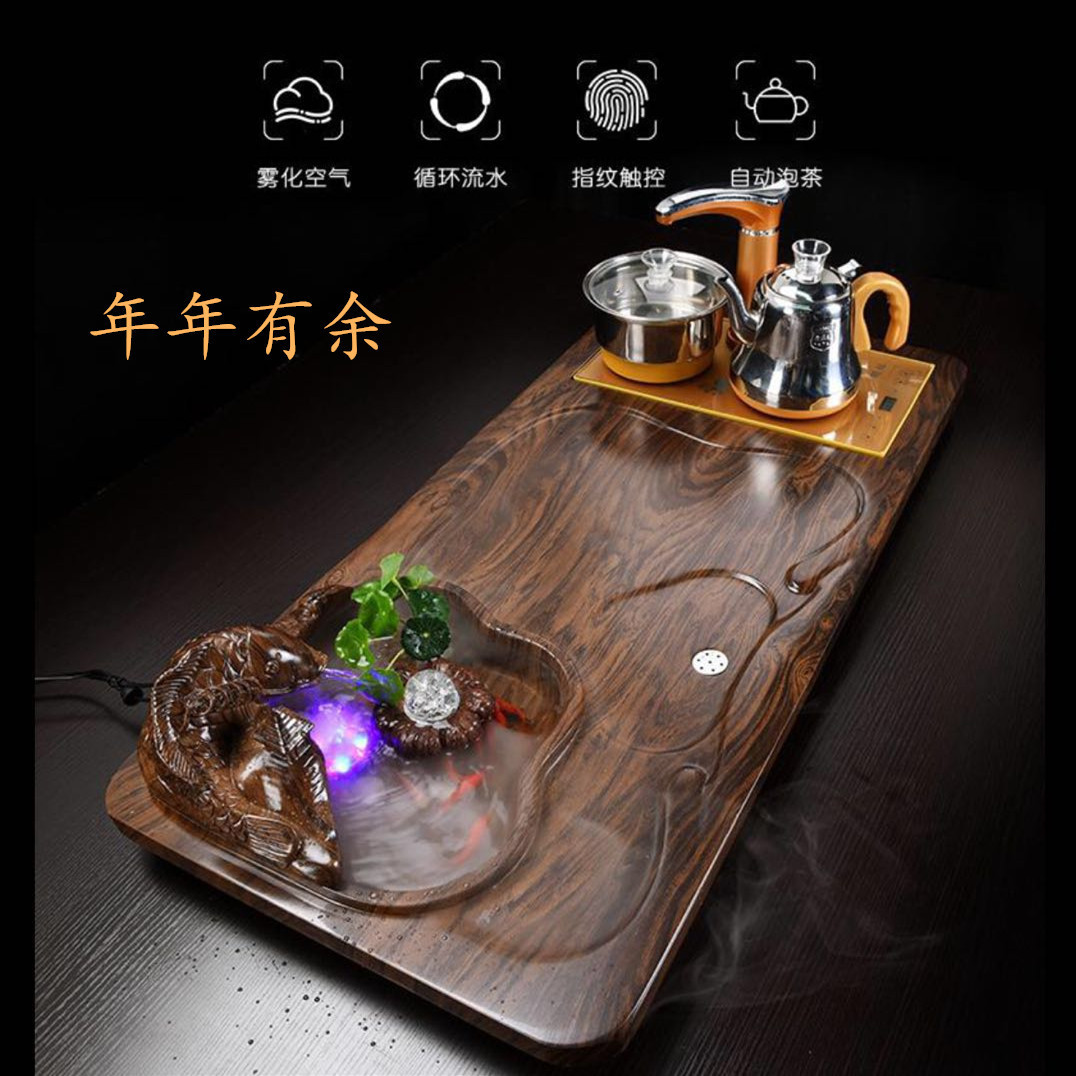 实木电磁炉一体功夫茶盘套装