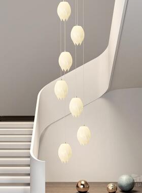 楼梯吊灯奶厅油l风客复式公295寓lot别墅挑空长吊灯大气efd中山灯