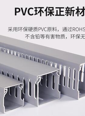 PVC制阻燃配PXC20*20槽控柜机线柜配线槽工业明装灰绝色缘阻燃走线槽
