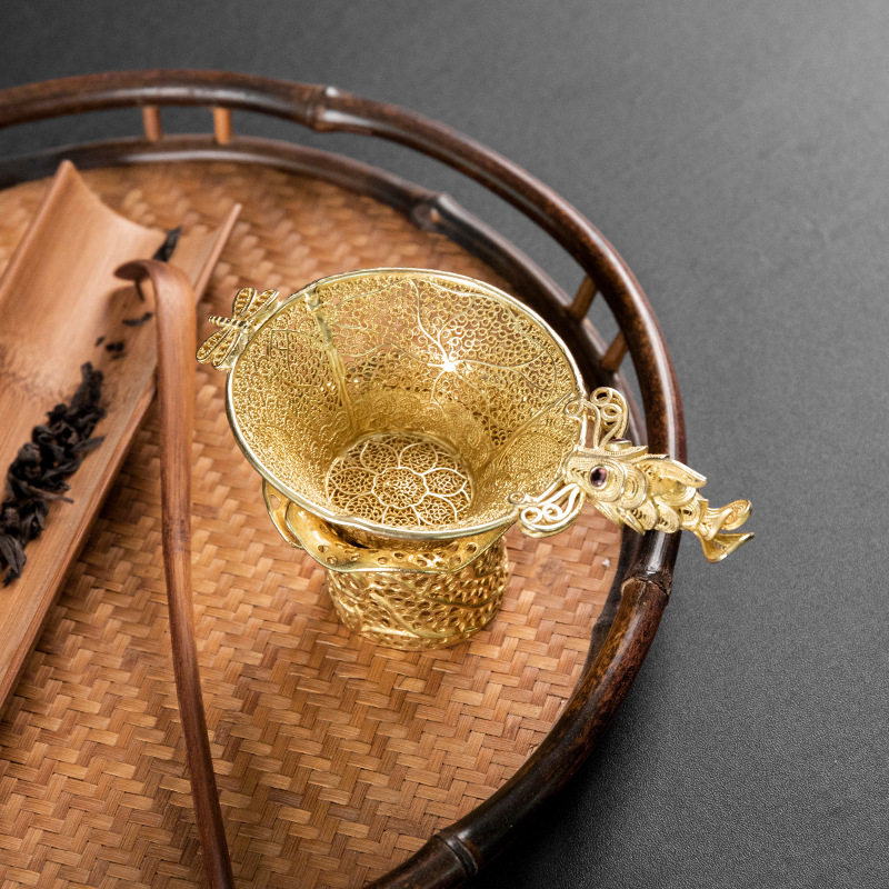 手工铜超细茶漏茶滤套装