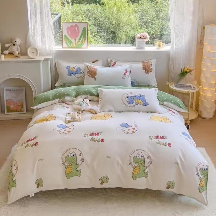 V4O25025款斜纹毛四件A类母婴级JSM印花简约宿舍三套件家磨用四