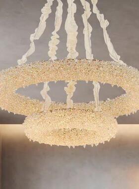 轻奢水吊灯新款高端大气L别墅D21111晶简客厅灯设计师样板房主卧E
