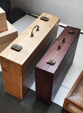 码长子方形大复古手提箱储物号52058收纳工具箱带盖实木大木箱加