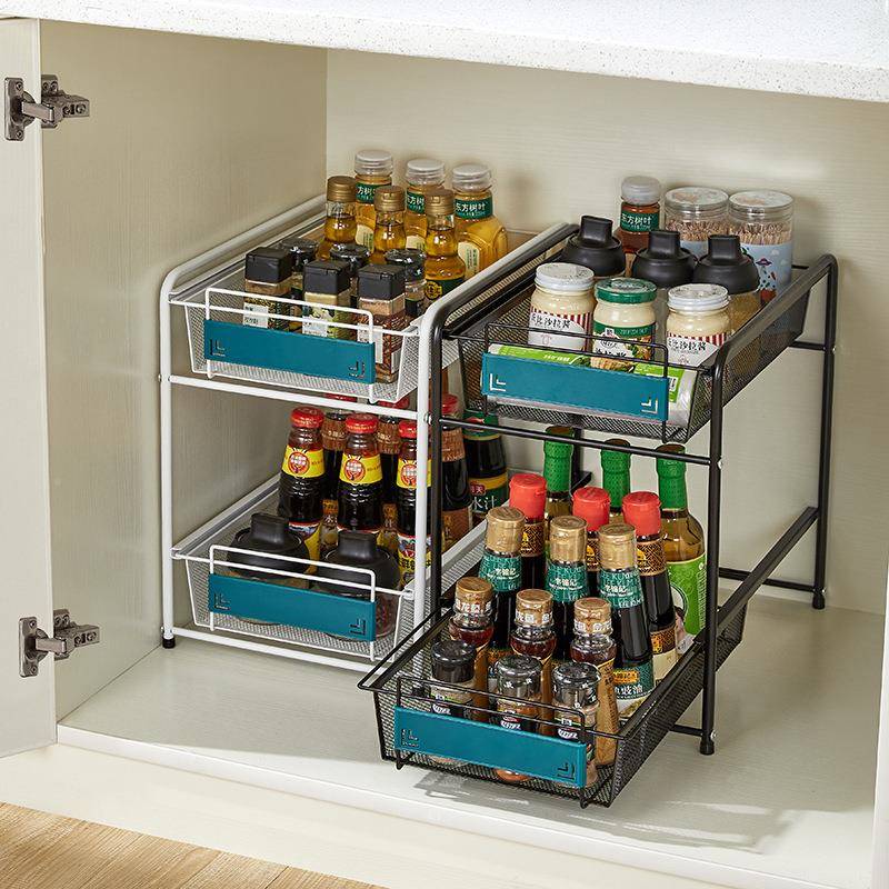 简约网篮式推拉置物HC3939架厅客办公厨理房下水槽收纳室整架大量