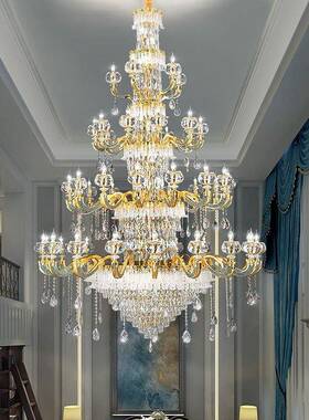 别墅复式挑楼客厅大吊灯欧式轻奢l54702oft层楼中楼跃大厅水晶空