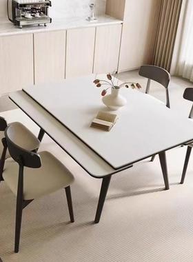 实木岩板餐桌现代30583简伸缩桌椅组合可变方桌长方约两用餐餐岩