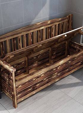 可木实长椅阳储物碳化台沙发单人室外复庭院扶手lpum5800靠背花园