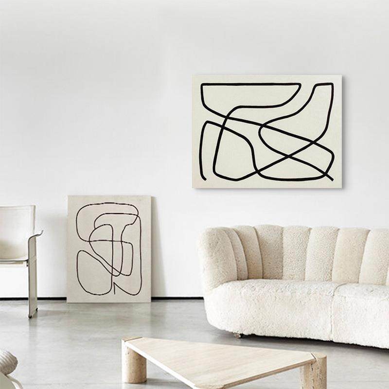 丝线QX202204赤贫风抽艺象民宿装画简线约条挂画客饰栈摆画小众术