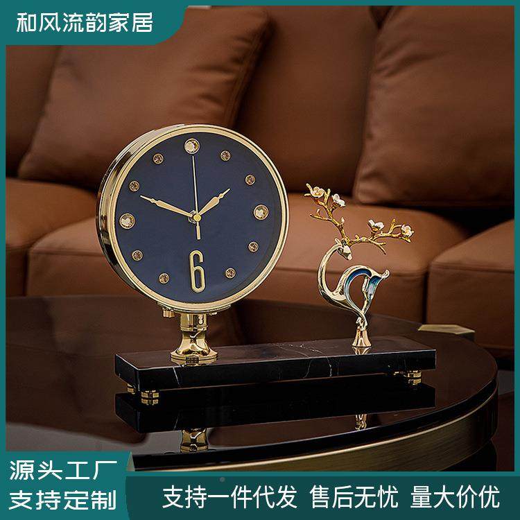 式时轻奢座QPP钟客厅家欧钟用座现代简约创意尚台式时钟摆件桌面