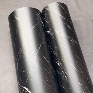 特90厚导气槽石色大理纹哑光滑面自粘墙纸壁纸黑翻新贴装 纸饰贴膜