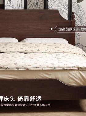 北美黑胡桃法式复古全大实木双CEA人床床中古风樱桃木木主卧1.8米
