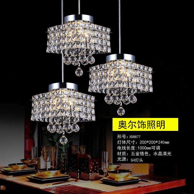 餐单厅灯吊灯三头水晶餐吊388床灯圆形led头头吊灯吊线温馨卧灯室