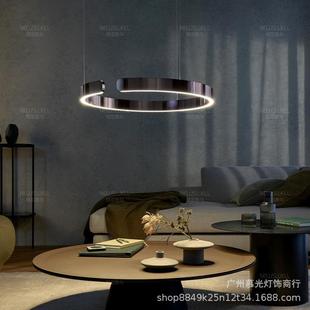 意式简客厅吊灯轻奢MG768不锈钢环形厅吊灯具现代创极意主卧室餐
