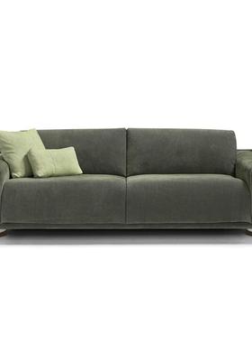 意式极简直排沙发大床墨绿色JVK科技能布高端大气气多功沙发床高