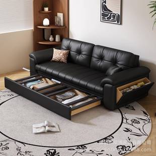 猫抓皮沙极床一体两用厅多功能发可客折B755 猫叠带储物小户型意