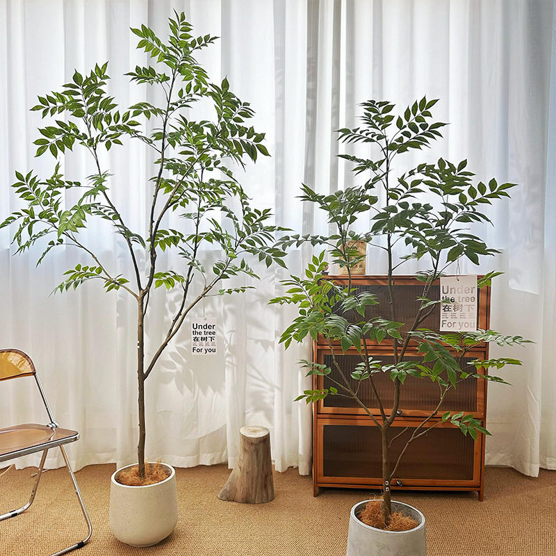 楼夏家室内客厅奶油风假植物服装店落地装饰盆栽摆件大型仿真绿植