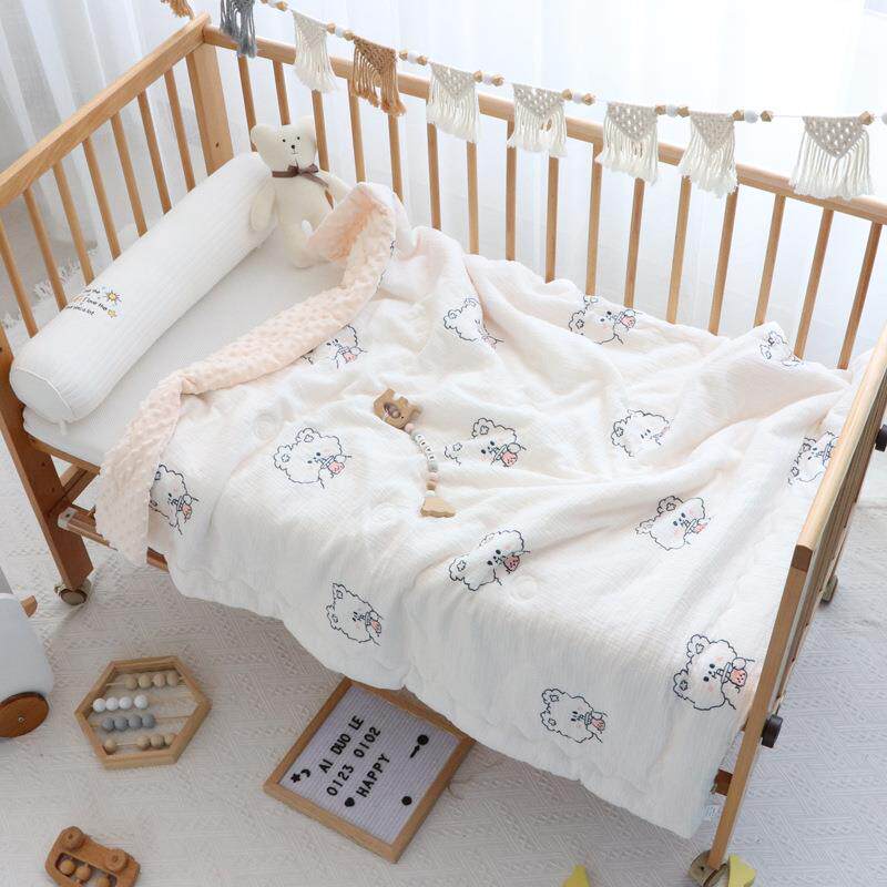 儿童LC21729被子纯棉皱被纱布刺绣婴儿被新生儿宝宝豆安抚四季通