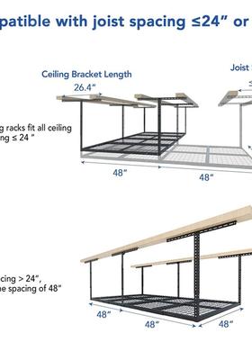 热销美QPI式铆钉架天存储挂墙吸顶车库吊顶置物架花板货架