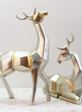 摆件艺品工欧式创意家设居装饰摆客厅酒柜梅花76015鹿面摆桌设